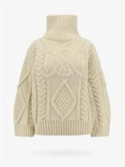 High-neck Aran Alpaca Knit Top Off White - CELINE - BALAAN 2