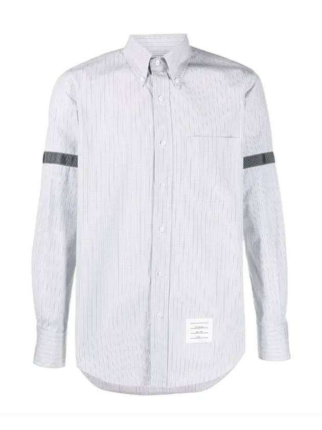 Men's Micro Check Poplin Long Sleeve Shirt Medium Grey - THOM BROWNE - BALAAN 2