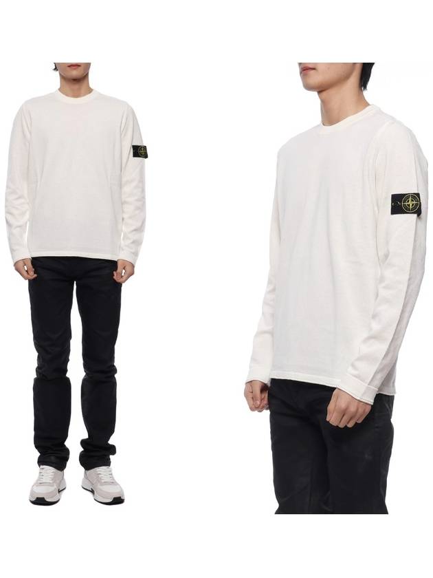 Raw Hand Cotton Crewneck Knit Top White - STONE ISLAND - BALAAN 3