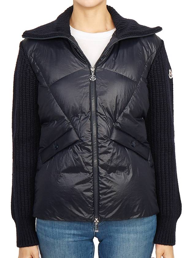 Padded Wool Cardigan Navy - MONCLER - BALAAN 3