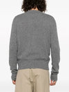 Heart Logo V Neck Cashmere Cardigan Heather Grey - AMI - BALAAN 3