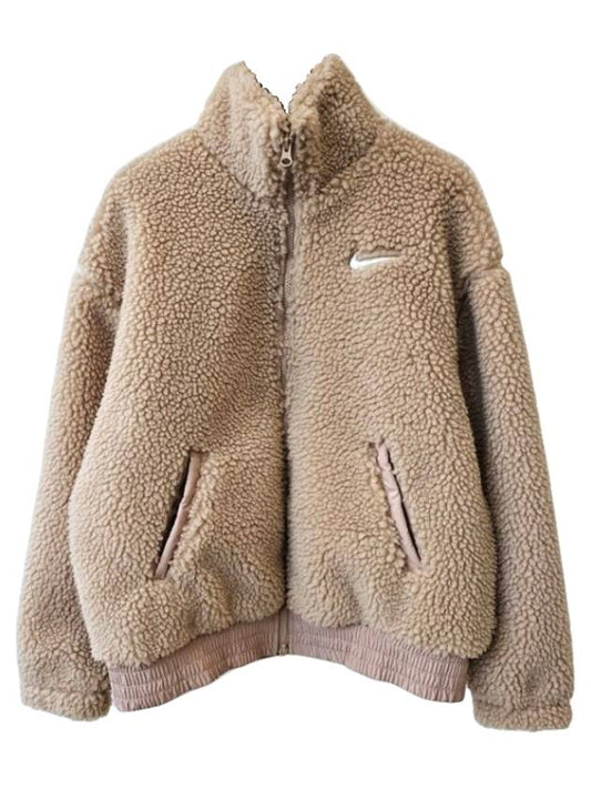 NSW Swoosh Fleece Sherpa Fur Jacket Beige - NIKE - BALAAN 1