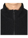 Half Zip-up Loose Fit Uneven Cotton Yarn Knit Top Black - STONE ISLAND - BALAAN 6