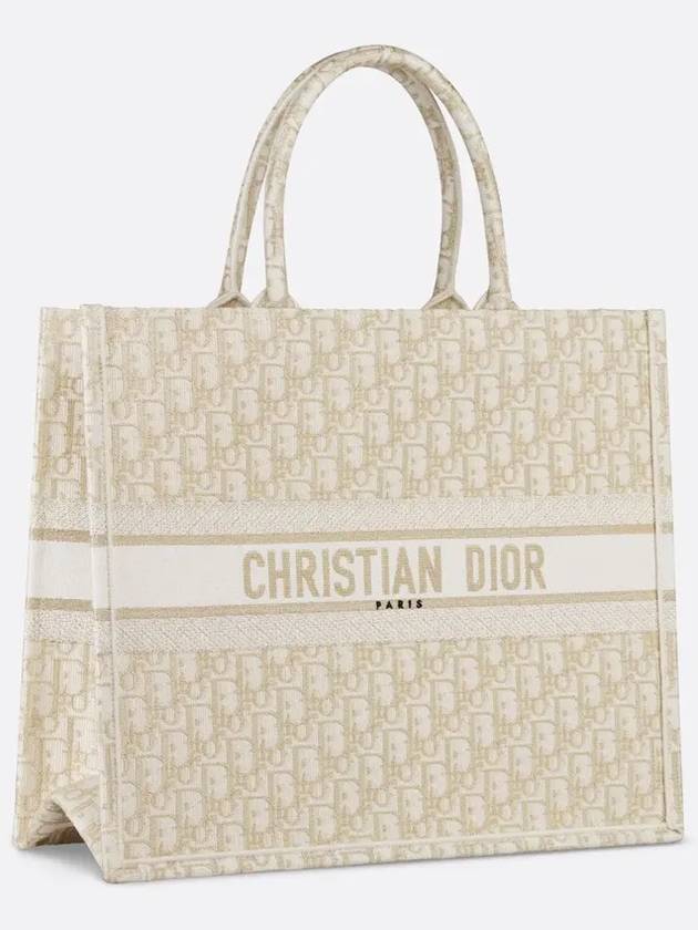 Oblique Embroidery Large Book Tote Bag Blue - DIOR - BALAAN 3