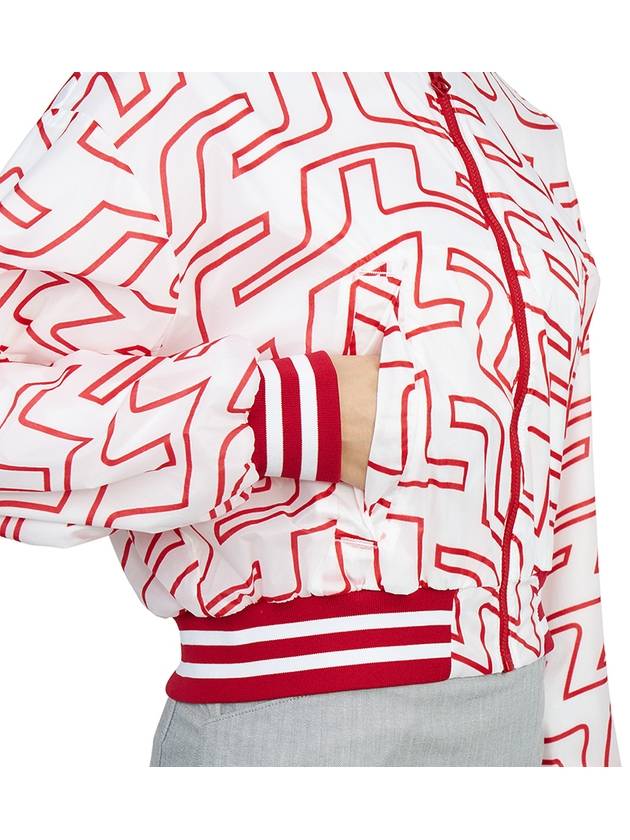 Women's Audrey Monogram Print Golf Crop Bomber Jacket Red - J.LINDEBERG - BALAAN 11