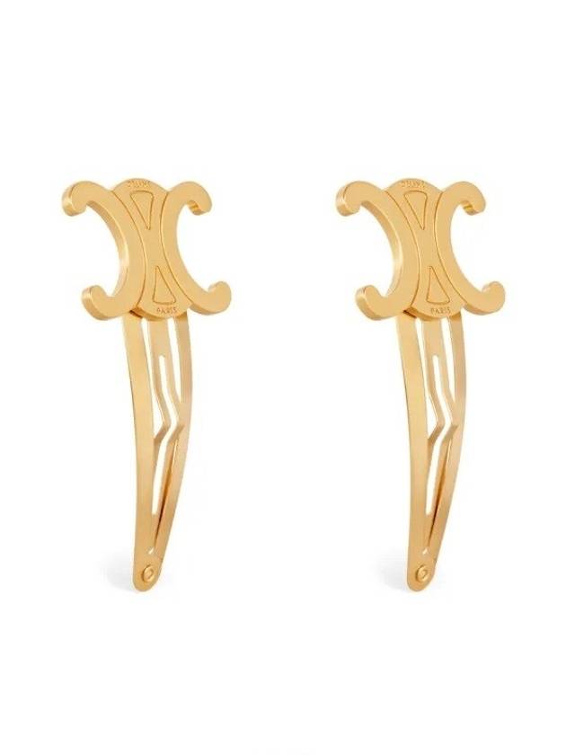 Triomphe Snap Brass Steel Hair Clip Gold Set Of 2 - CELINE - BALAAN 3