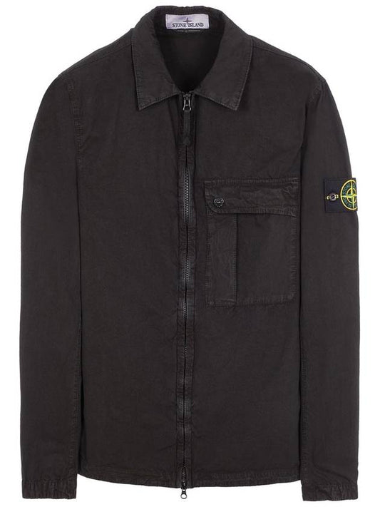 Old Treatment Garment Dyed Overshirt Jacket Black - STONE ISLAND - BALAAN 2