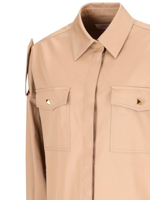 23 F W One Stud Overshirt in Stretch Cotton 3B3CIGR171M 0BG B0230963096 - VALENTINO - BALAAN 7