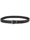 Silver Hardware Monogram Buckle Leather Belt Black - SAINT LAURENT - BALAAN 3