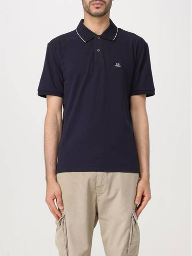 Stretch Piquet Regular Striped Collar Polo Shirt Navy - CP COMPANY - BALAAN 1