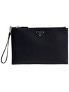 Saffiano Leather Clutch Bag Black - PRADA - BALAAN 2