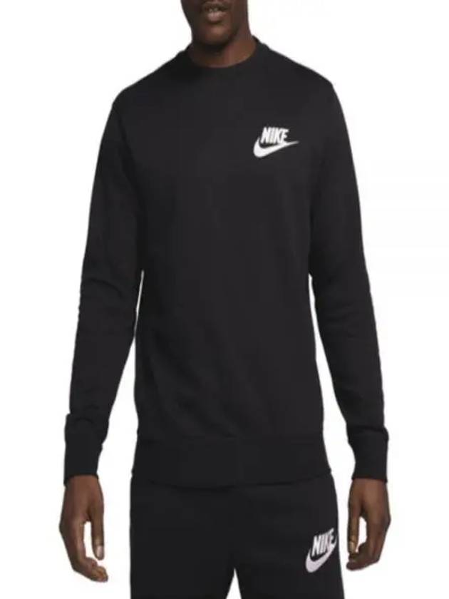 Men's Club French Terry Crew Long Sleeve T-Shirt Black - NIKE - BALAAN 2