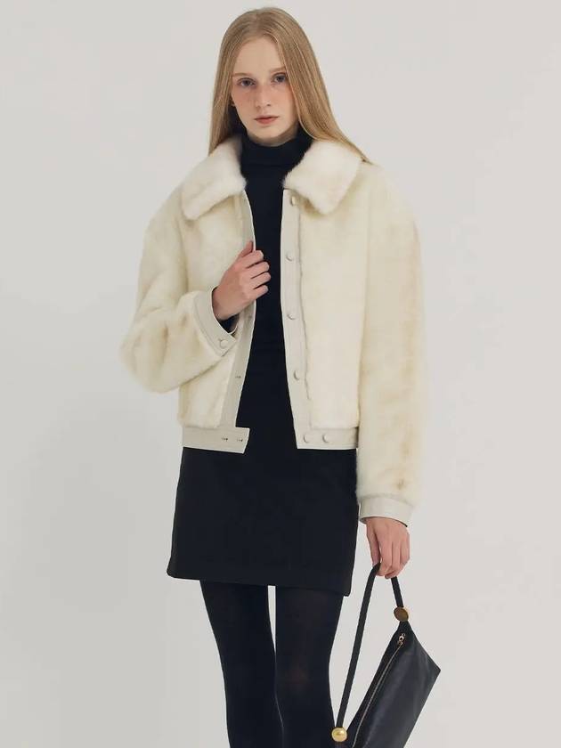 Leather Line Fur Jacket Ivory - LESEIZIEME - BALAAN 3