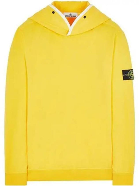 Garment Dyed Cotton Stretch Fleece Hoodie Yellow - STONE ISLAND - BALAAN 2