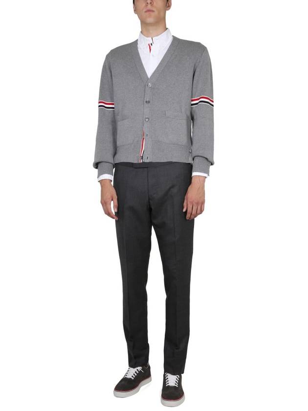 Milano Stitch Sprite Armband Cotton V-neck Cardigan Light Grey - THOM BROWNE - BALAAN 6