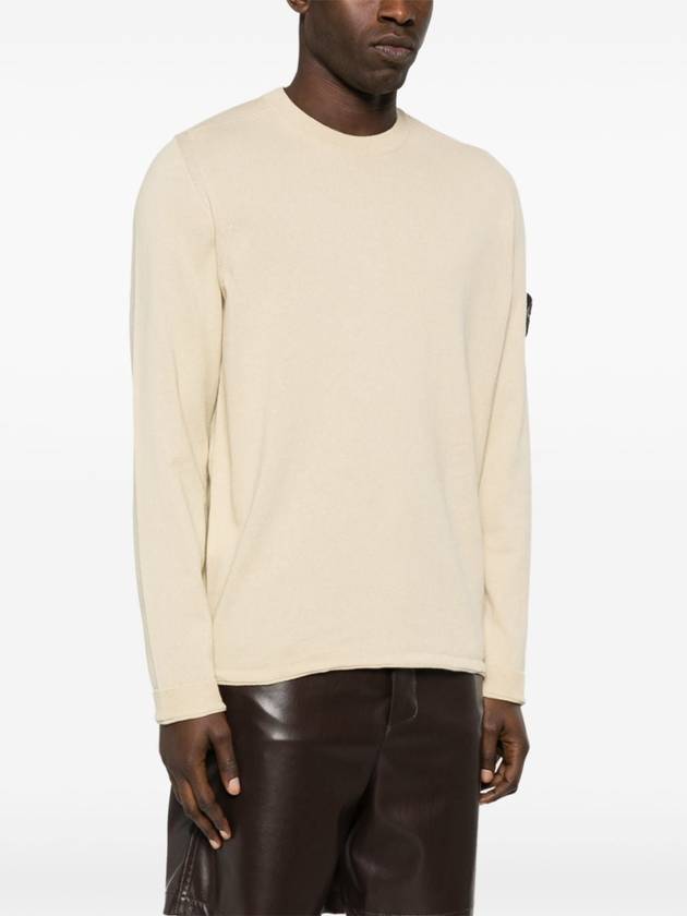 Raw Hand Cotton Crewneck Knit Top Beige - STONE ISLAND - BALAAN 3