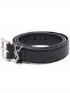 Grained Leather Silver Monogram Belt Black - SAINT LAURENT - BALAAN 4