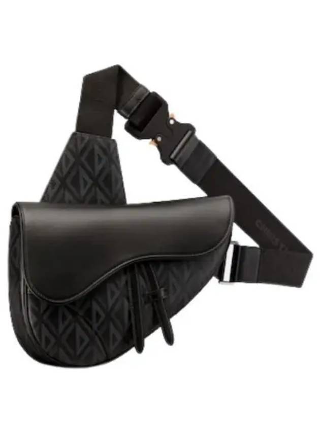 Saddle CD Diamond Canvas Smooth Calfskin Cross Bag Black - DIOR - BALAAN 2