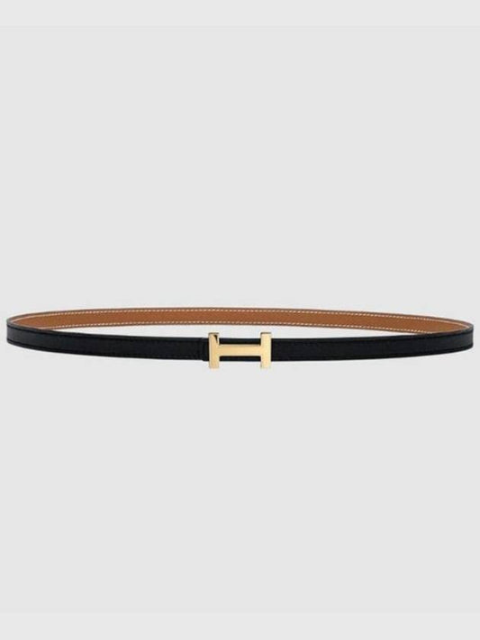 Women's H Rose Gold Buckle Focus Reversible Leather Strap Belt 13mm - HERMES - BALAAN 2