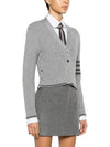 4 Bar Cable Wool Crop Cardigan Grey - THOM BROWNE - BALAAN 3