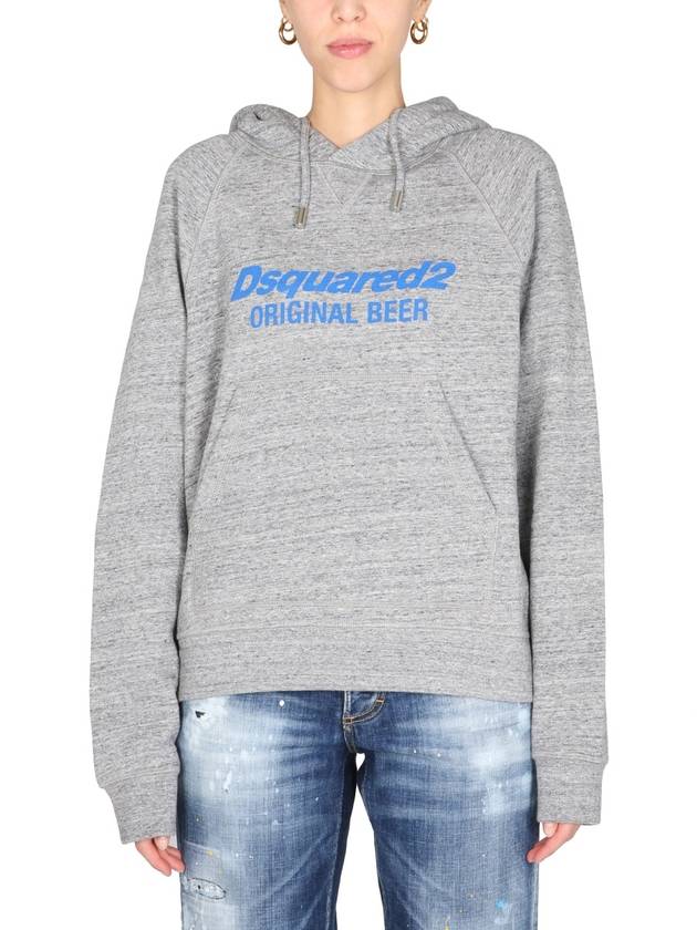 Women's Logo Print Hooded Top Gray - DSQUARED2 - BALAAN 2