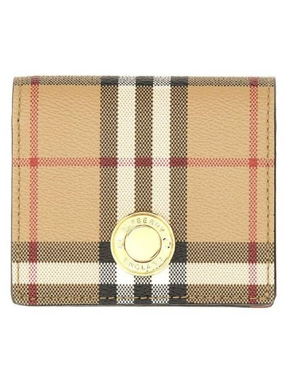 Check Small Leather Half Wallet Beige - BURBERRY - BALAAN 2