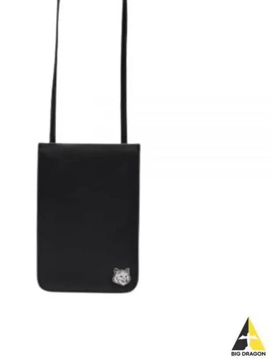 Fox Head Leather Messenger Cross Bag Black - MAISON KITSUNE - BALAAN 2