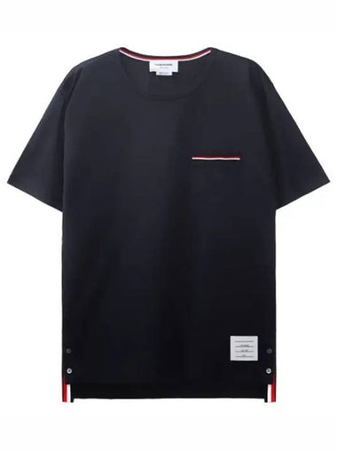 RWB pocket trimmed medium weight jersey cotton short sleeve tee - THOM BROWNE - BALAAN 1