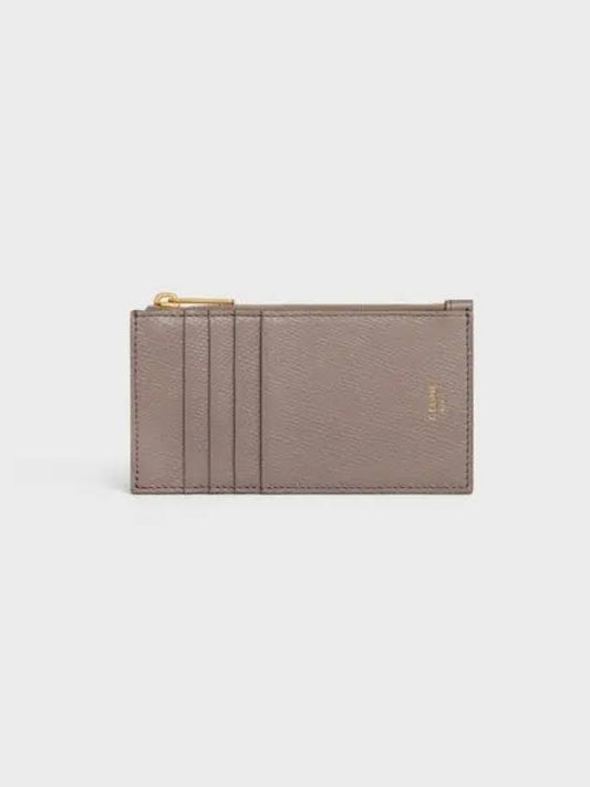 Essential Zipper Compact Grain Calfskin Card Wallet Pebble - CELINE - BALAAN 2