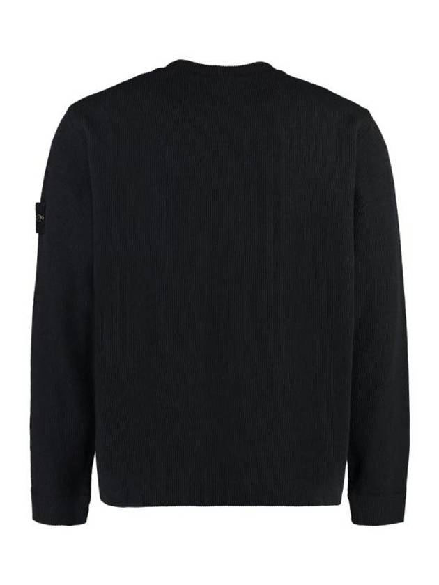 Men's Wappen Patch Crewneck Knit Sweatshirt Black - STONE ISLAND - BALAAN 3