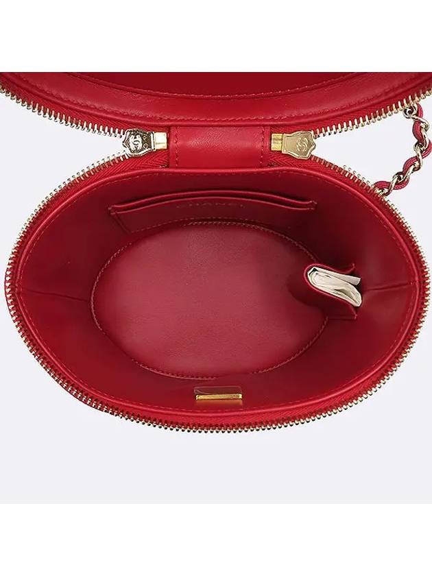 AS3348 Red color caviar skin gold COCO logo handle vanity chain cross bag - CHANEL - BALAAN 6