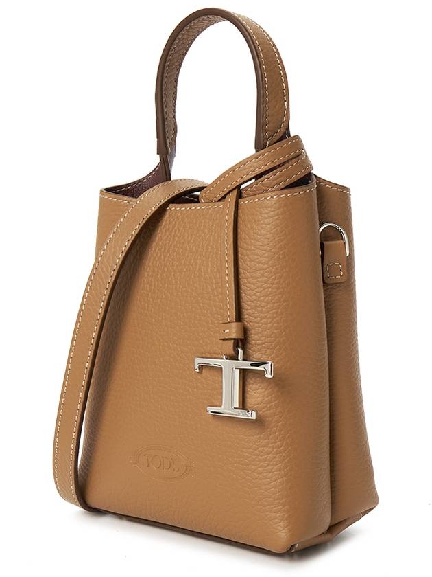 Micro Leather Mini Tote Bag Brown - TOD'S - BALAAN 3