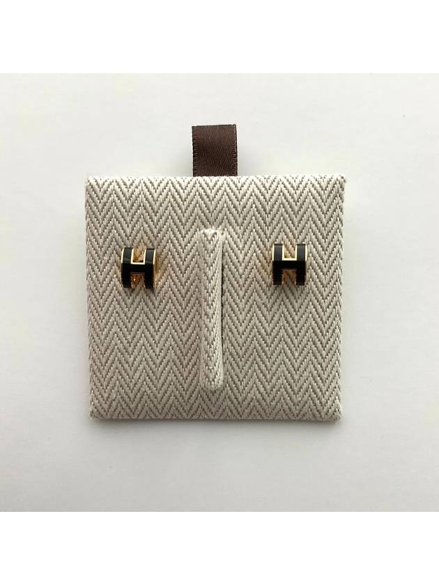 Mini Pop H Palladium Earrings Noir - HERMES - BALAAN 2