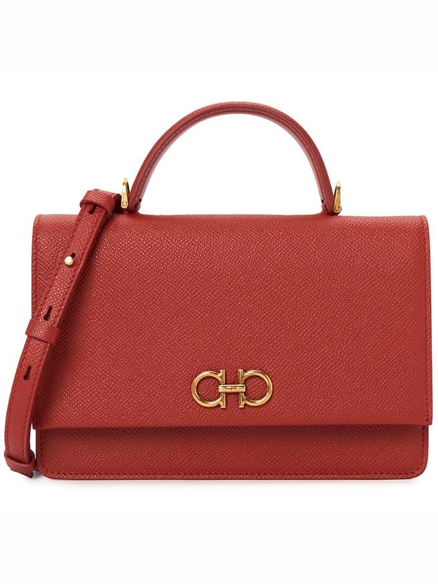 Women's Gancini Leather Mini Cross Bag Red - SALVATORE FERRAGAMO - BALAAN 2