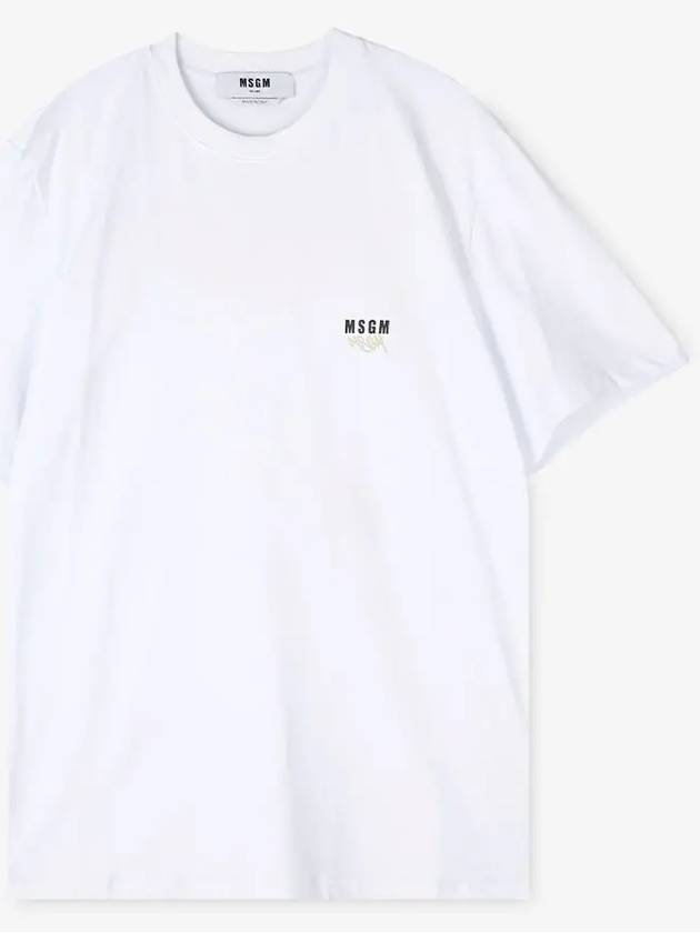 Logo Crew Neck Short Sleeve T-Shirt White - MSGM - BALAAN 3