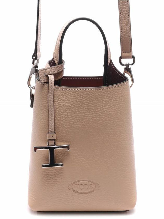 Micro Leather Mini Tote Bag Beige - TOD'S - BALAAN 2