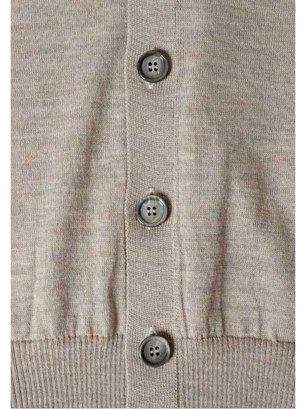 Red Heart Logo Merino Wool Cardigan Beige - AMI - BALAAN 4