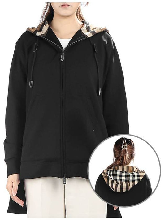 Check Cotton Hooded Jacket Black - BURBERRY - BALAAN 2