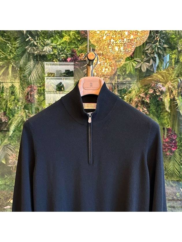 Half Zip Cashmere Knit Top Black - BRUNELLO CUCINELLI - BALAAN 3