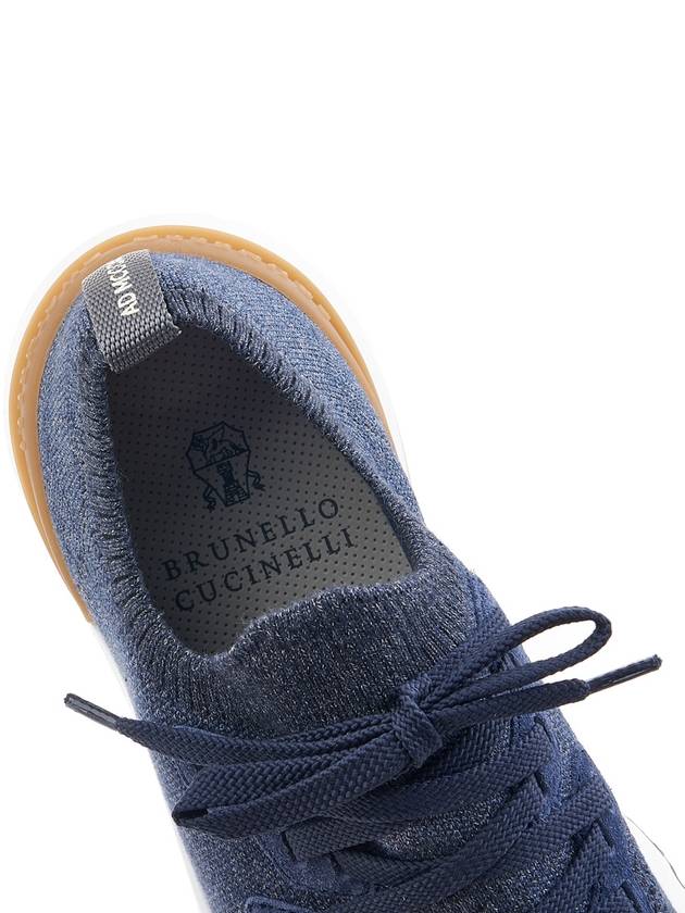 Stretch Knit Low Top Sneakers Blue - BRUNELLO CUCINELLI - BALAAN 8