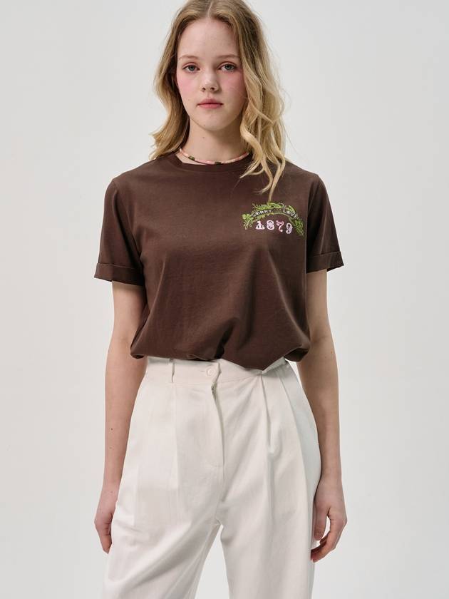 Logo cuffed short sleeve t shirt brown - SORRY TOO MUCH LOVE - BALAAN 1