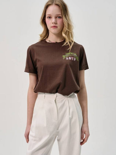 Logo cuffed short sleeve t shirt brown - SORRY TOO MUCH LOVE - BALAAN 1