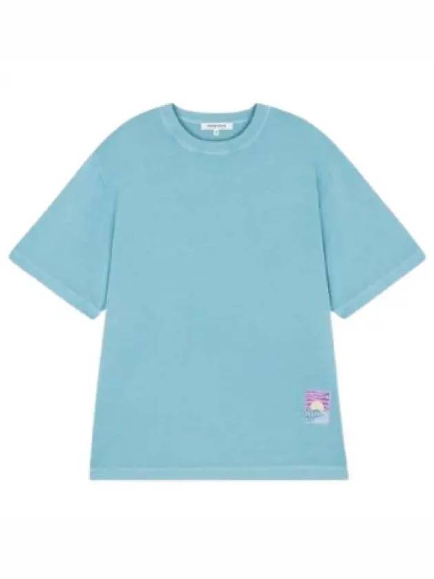 Sunrise Tag Short Sleeve T-Shirt Blue - MAISON KITSUNE - BALAAN 2