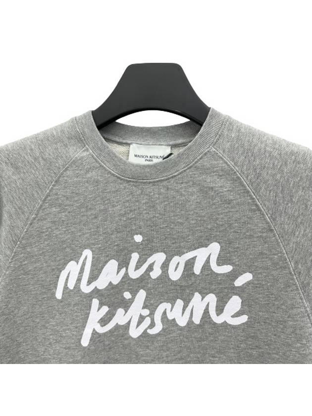 Handwriting Adjusted Cotton Sweatshirt Grey Melange - MAISON KITSUNE - BALAAN 4