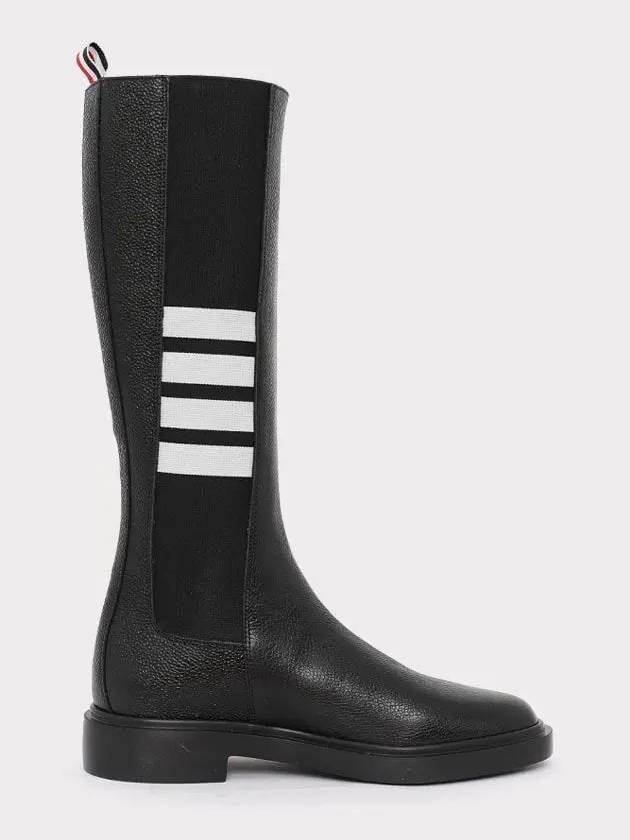 Logo Pebble Leather Chelsea Long Boots Black - THOM BROWNE - BALAAN 3