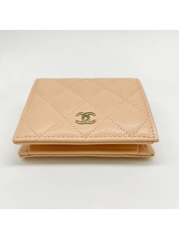 Small Flap Wallet Caviar Leather Light Beige - CHANEL - BALAAN 5