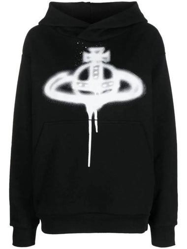 Spray ORB Logo Print Hoodie Black - VIVIENNE WESTWOOD - BALAAN 1