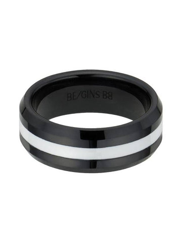 Unisex Larin Black White Ceramic Ring - BE/GINS - BALAAN 1