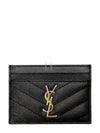 Gold Hardware Matelasse Caviar Leather Card Wallet Black - SAINT LAURENT - BALAAN 2