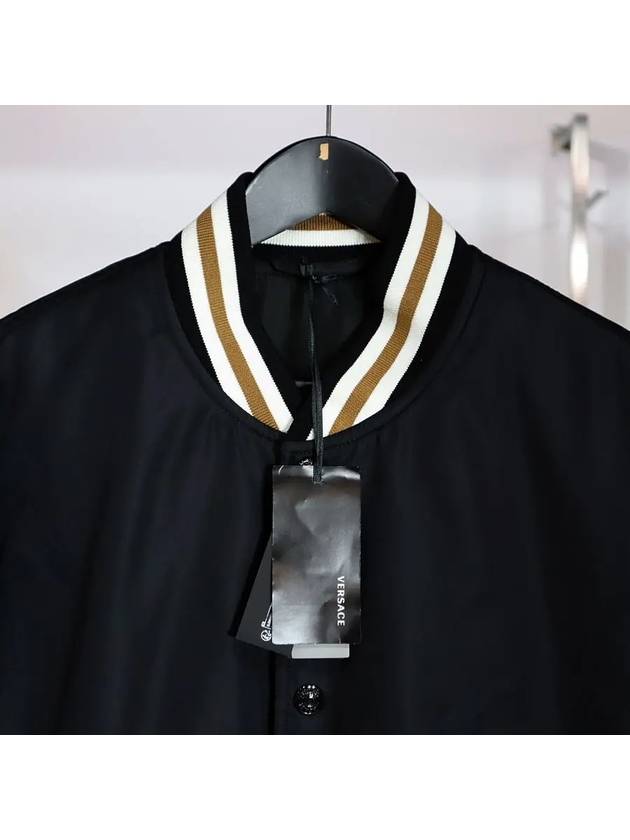 Stripe Detail Button Bomber Jacket Black - VERSACE - BALAAN 7